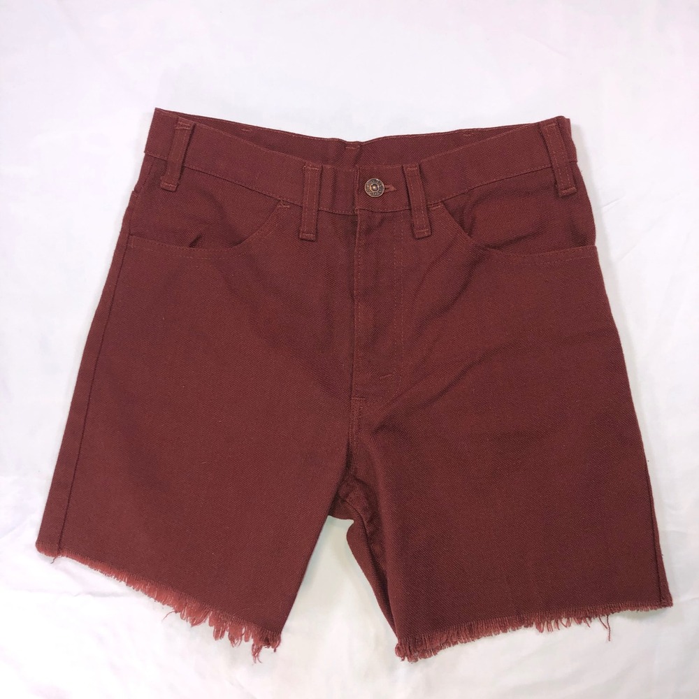 Vintage Levis Sta-Prest Cut Off Shorts Burgundy Red Black Tab High Waist 28